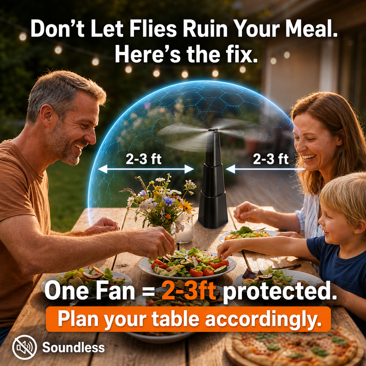 Fly Repellent Fan for Tables | Holographic Blades | Indoor & Outdoor Bug Repeller
