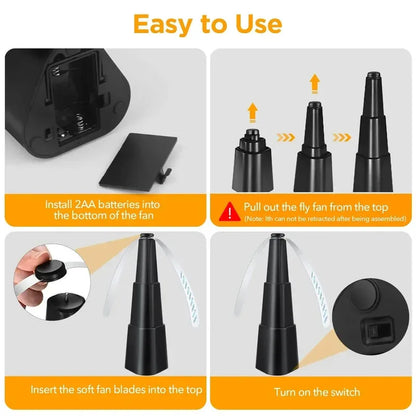 1PC Multi Fly Fans for Tables Fly Repellent Fan Indoor Outdoor with Holographic Blades Keep Flies Away Bug Repellent Outdoor